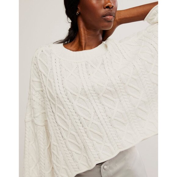 FREE PEOPLE Washed Ashore Sweater / White - Picture 6 of 7